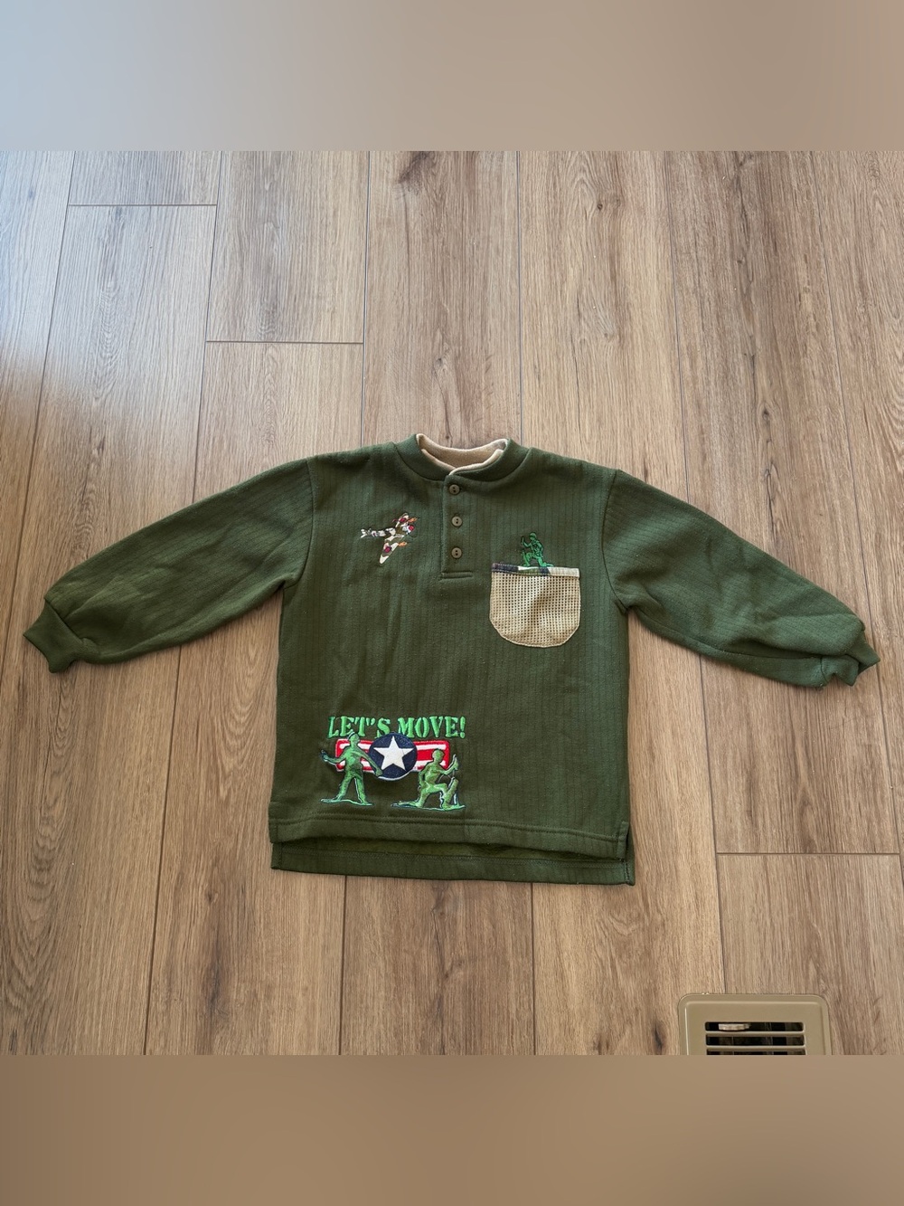 Vintage Toy Story 2 1999 Green Army Boy Henley Shirt Size 5